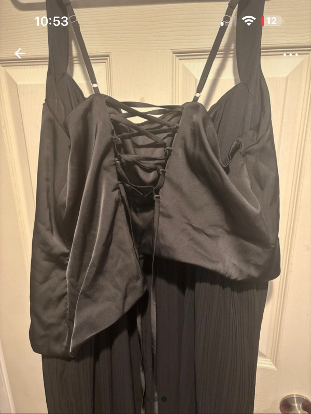 Azazie Black Satin Lace-Up Backless Dress